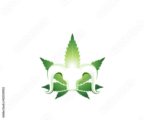 bull cannabis marijuana icon logo design template