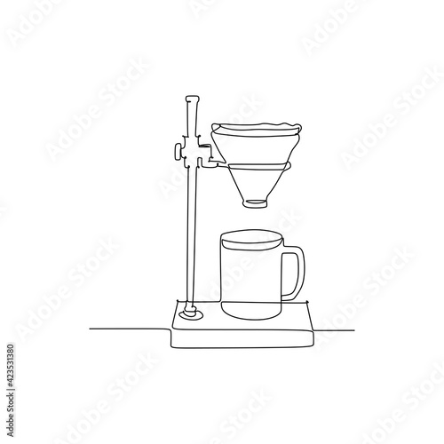 Pour Over Coffee Station Dripper Stand - Continuous one line drawing