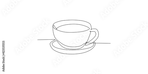 A nice cup of tea or coffee - continouous one line drawing