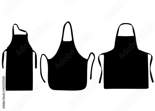 Kitchen aprons in the set. Vector image.
