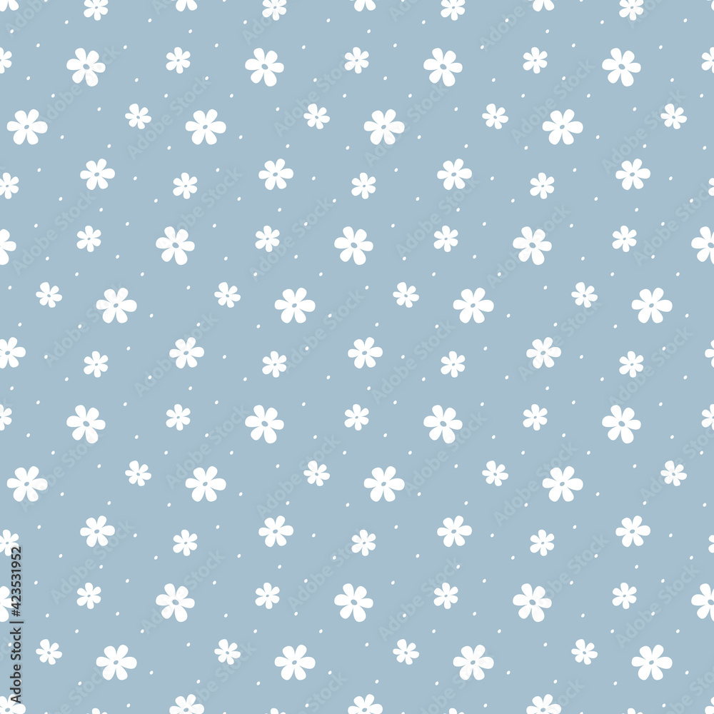 Simple naive seamless pattern white daisies flowers