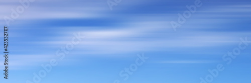 Blue sky with white clouds, panoramic image, vector background