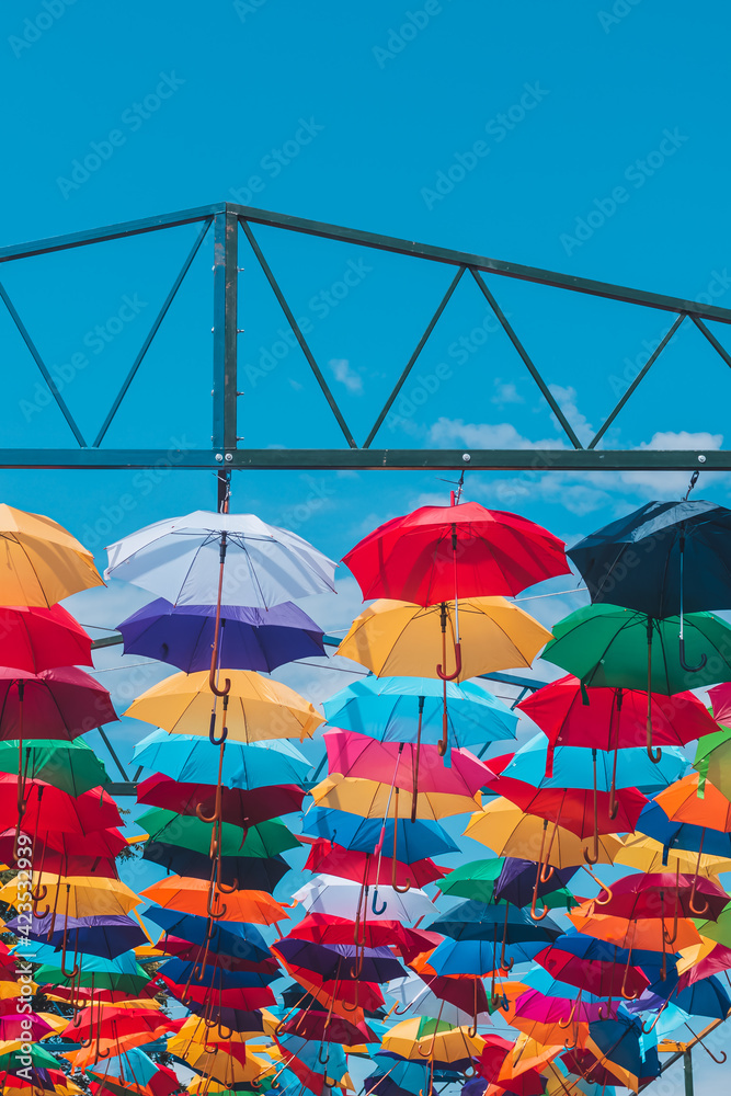 Spring summer umbrella blue sky