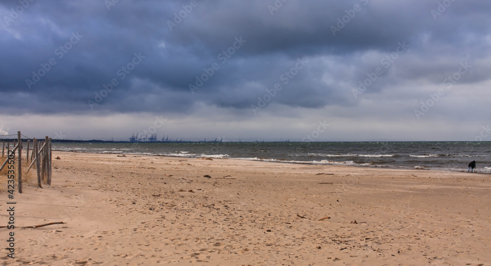 View from the beach in Sobieszewo to the container port