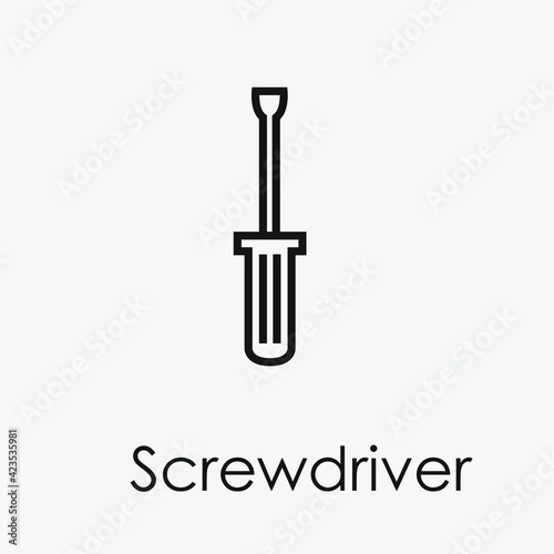 Screwdriver vector icon.  Editable stroke. Linear style sign for use on web design and mobile apps  logo. Symbol illustration. Pixel vector graphics - Vector