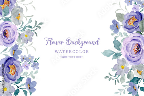 Watercolor purple flower frame background