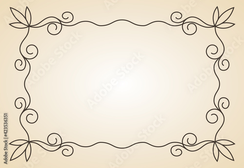 Decorative frame. Vintage calligraphic antique border. Ornate calligraph rectangle frame filigree floral ornaments for framed certificate template
