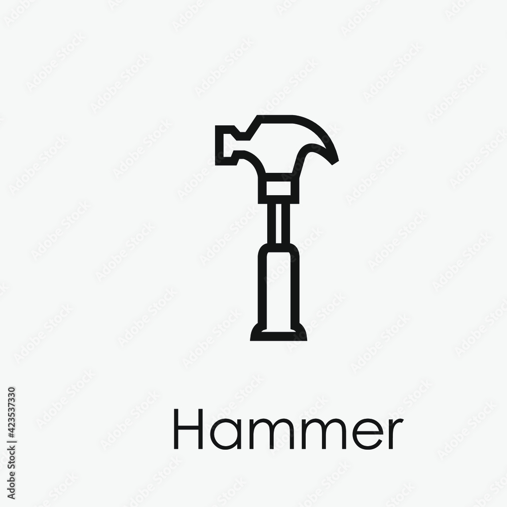 Hammer vector icon. Editable stroke. Linear style sign for use on web design and mobile apps, logo. Symbol illustration. Pixel vector graphics - Vector Hammer vector icon. Editable stroke. Linear style sign for use on web design and mobile apps, logo. Symbol illustration. Pixel vector graphics - Vector
