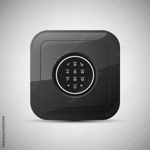 safe Image. Armored box background. The door of a bank vault with a electronic combination lock. Reliable Data Protection. Long-term savings. Deposit box safe icon.Protection of personal information