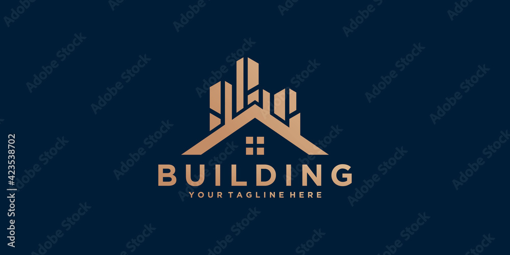 building logo design template with gold color