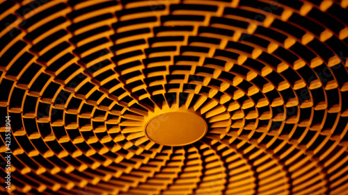 Yellow spiral pattern of an AC outdoor unit