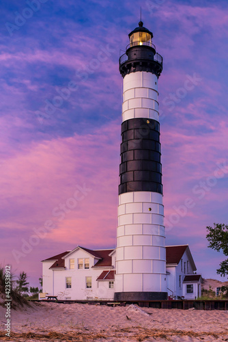 Big Sable Lighthouse at sunrise in Michigan on Lake Michigan