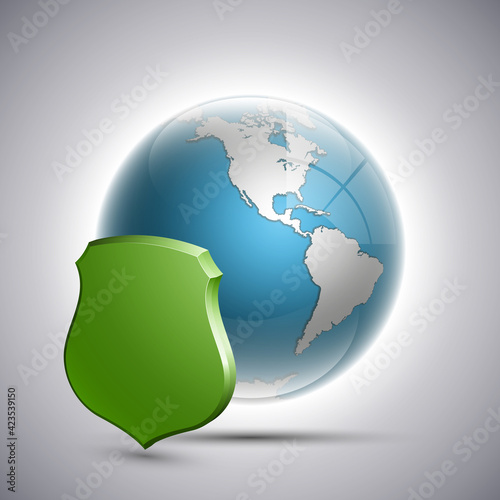 Planet protected icon, Earth for shield. Security World, Peace saved