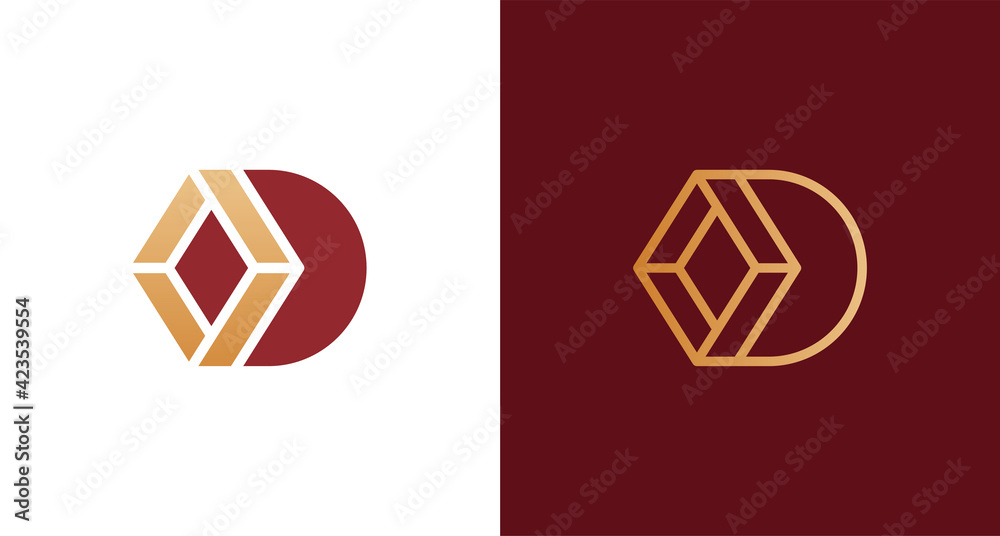 simple letter D logo in abstract geometric shape, D box monogram logo vector template simple letter D logo in abstract geometric shape, D box monogram logo vector template