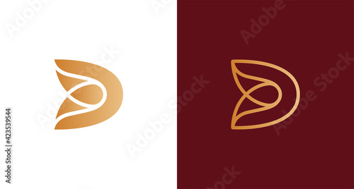 minimal abstract elegant letter D logo, simple D monogram logo vector template