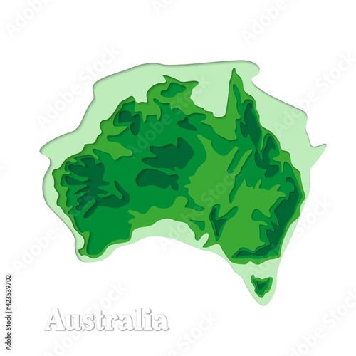 Happy Australia republic day. Typographic poster paper cut style. Lettering greeting card. National banner poster. Multilayer paper cut applique Australian. Republic day celebration paper art style