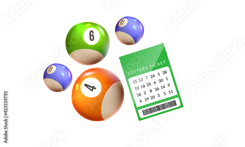 Bingo lotto game balls and lottery cards Colorful bingo lettering in glowing neon style Vector illustration