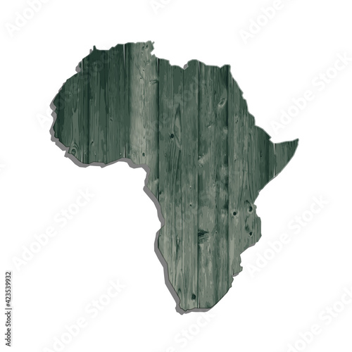 Sketch wooden african continent map banner. Wood africa style poster. Flat wooden africa image. Dark Continent ligneous abstract. Africa wood map background. African continent timbered silhouette
