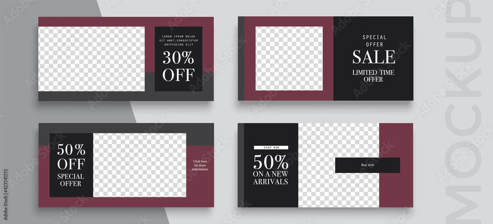 Naklejka premium Sale banner layout design. Set of social media mobile app for shopping, sale, product promotion