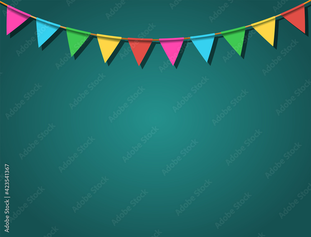 Obraz premium Festive back with flags on the rope