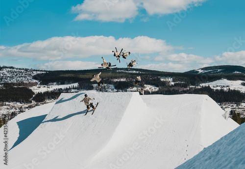 Snowboard big air jump winter snow sports