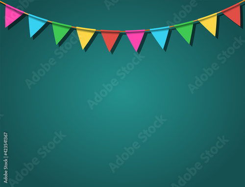 Festive back with flags on the rope