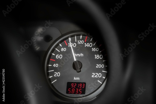 Closeup dashboard of mileage car