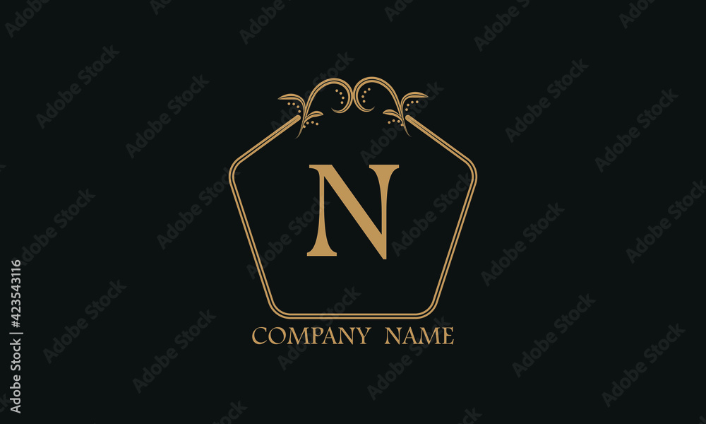 A simple exquisite monogram with the alphabet letter N. Can be used as a logo for a company, boutique, restaurant, business.