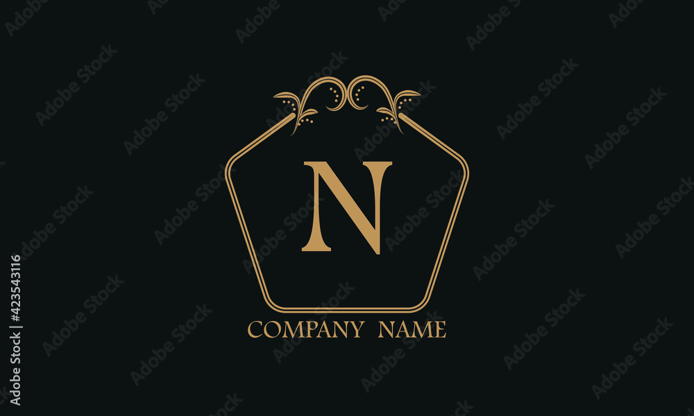 A simple exquisite monogram with the alphabet letter N. Can be used as a logo for a company, boutique, restaurant, business. A simple exquisite monogram with the alphabet letter N. Can be used as a logo for a company, boutique, restaurant, business.