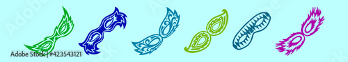 set of carnival mask cartoon icon design template with various models. vector illustration isolated on blue background