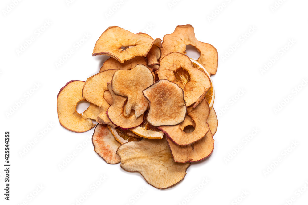 Dried fruit isolated on white background. Dried grapefruit, dried apple, dried pear. Dried fruit isolated on white background. Dried grapefruit, dried apple, dried pear.