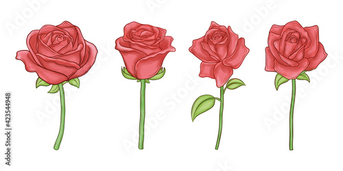 set of cute hand drawn roses