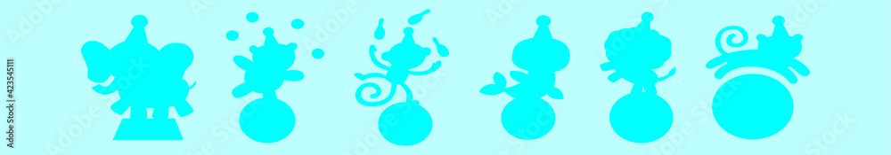 set of animal circus cartoon design template with various models. vector illustration isolated on blue background set of animal circus cartoon design template with various models. vector illustration isolated on blue background