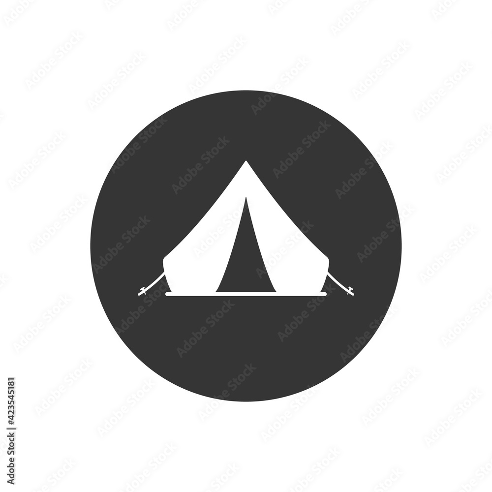 Tent white sign icon. Vector illustration in flat Tent white sign icon. Vector illustration in flat