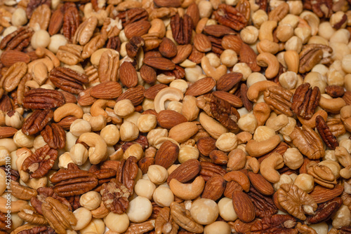 Mix of nuts as a background.