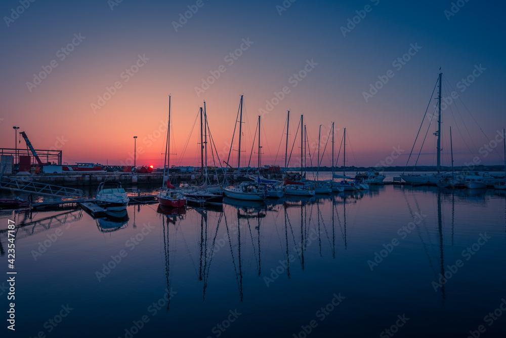 marina at sunset