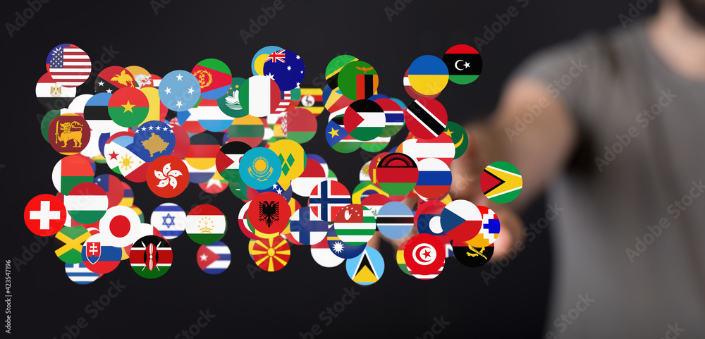 Obraz premium international counties flags - 3D realistic.