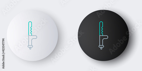 Line Police rubber baton icon isolated on grey background. Rubber truncheon. Police Bat. Police equipment. Colorful outline concept. Vector