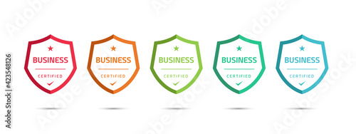 Set of company training badge certificates to determine based on criteria. Vector illustration certified logo design template.
