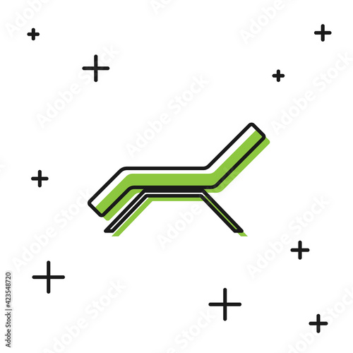 Black Sunbed icon isolated on white background. Sun lounger. Vector
