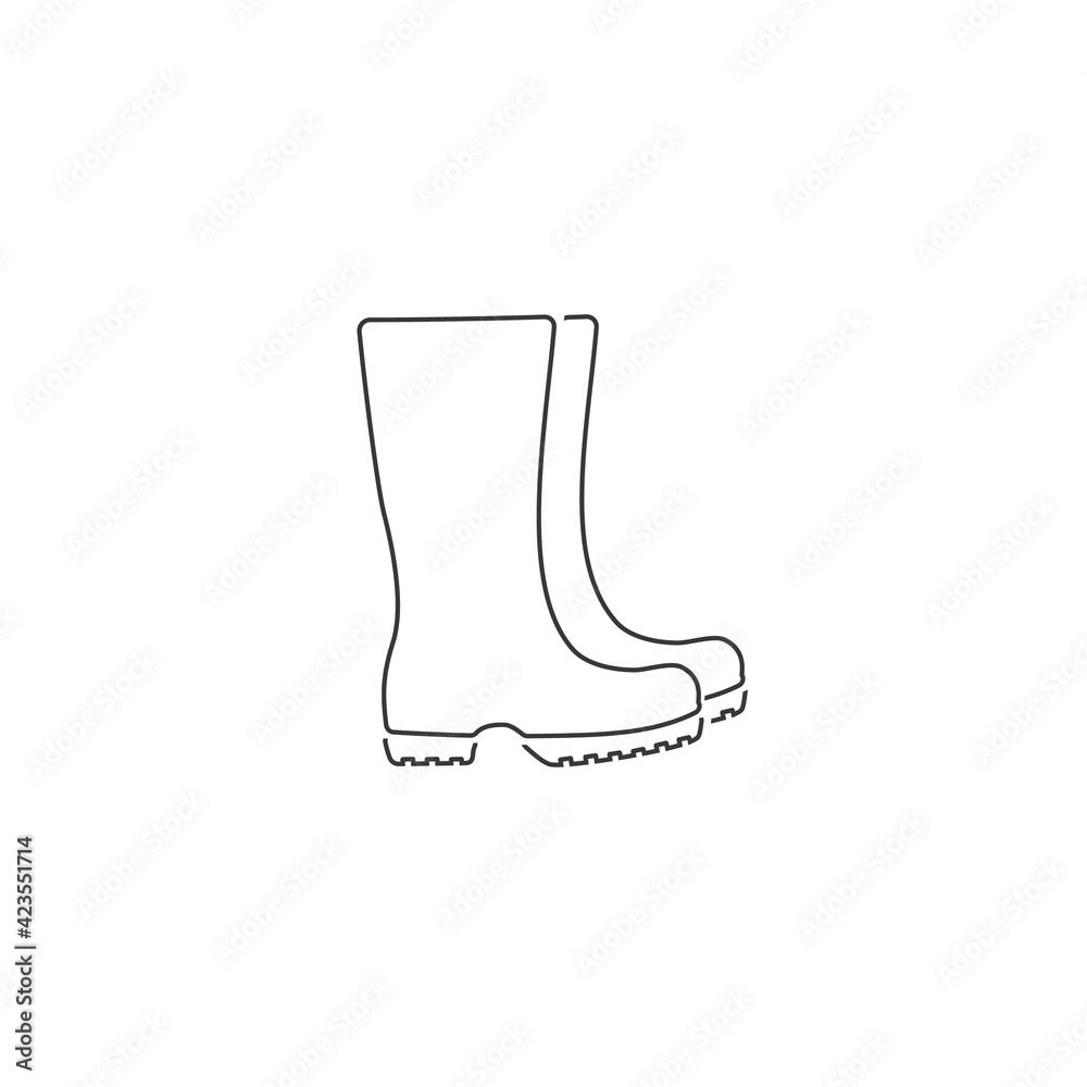 Boots line icon rain boot, shoes sign. Vector Boots line icon rain boot, shoes sign. Vector