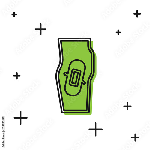 Black Plaster on leg icon isolated on white background. Vector