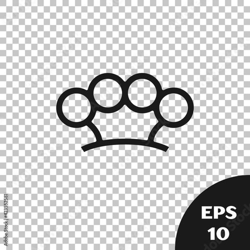 Black Brass knuckles icon isolated on transparent background. Vector