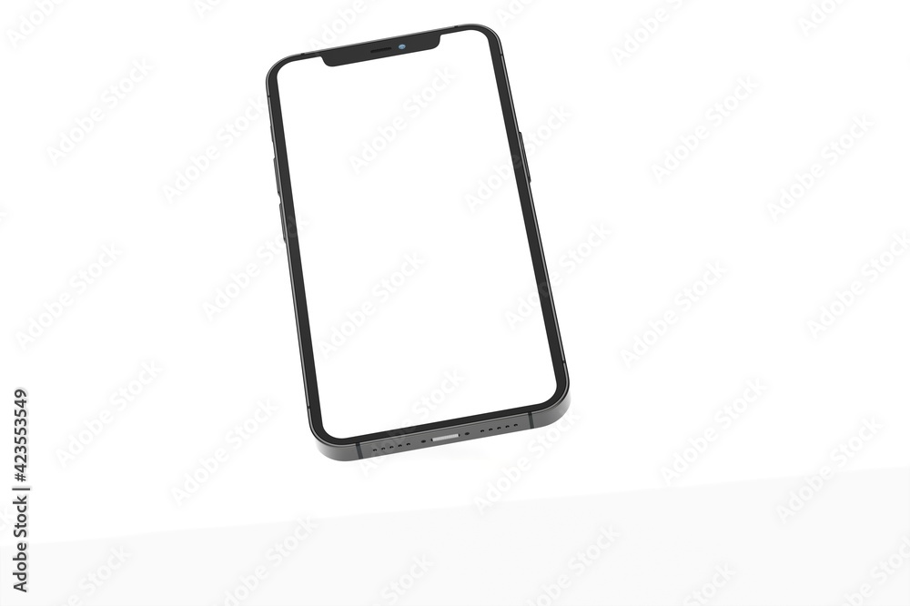 Realistic isometric black frameless smartphone mockup perspective 3d Realistic isometric black frameless smartphone mockup perspective 3d