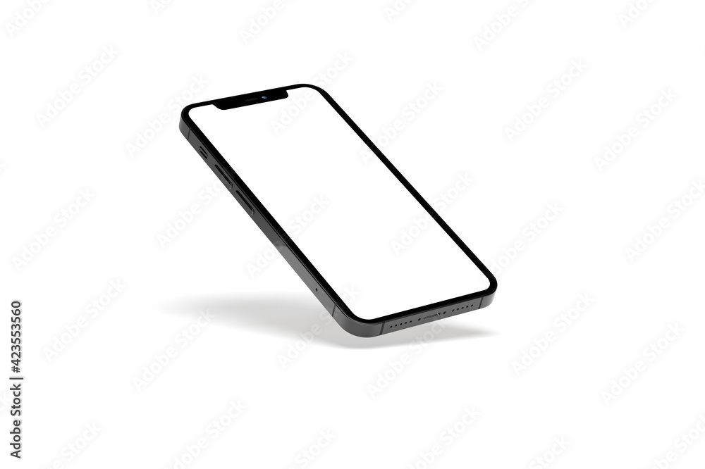 Realistic isometric black frameless smartphone mockup perspective 3d Realistic isometric black frameless smartphone mockup perspective 3d
