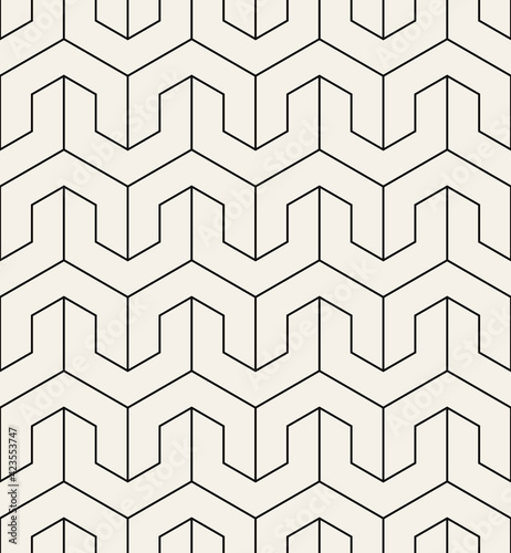 Vector seamless pattern. Modern stylish texture with chevron or zigzag. Repeating geometric background with linear grid.
