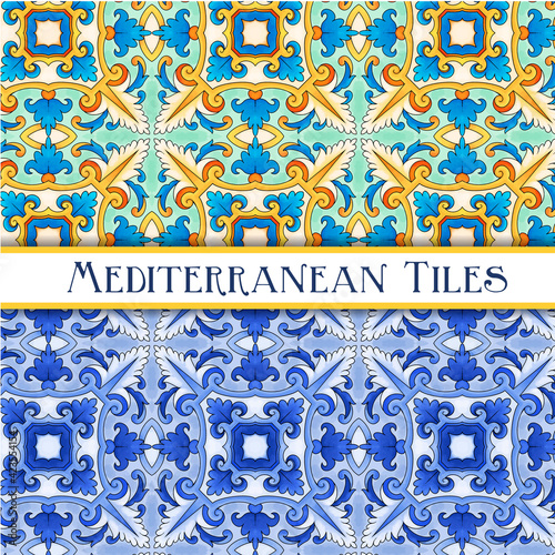 Beautiful painted mediterranean traditional tiles