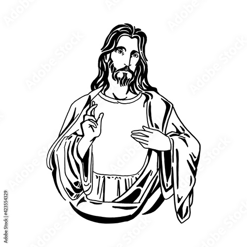 Vector illustration of Jesus Christ, God and bible