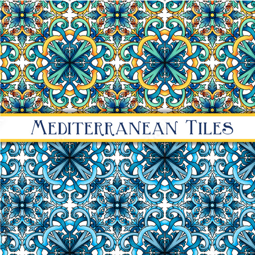 Beautiful painted mediterranean traditional tiles