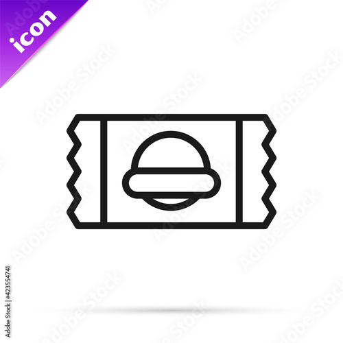Black line Sports nutrition bodybuilding proteine power drink and food icon isolated on white background. Vector